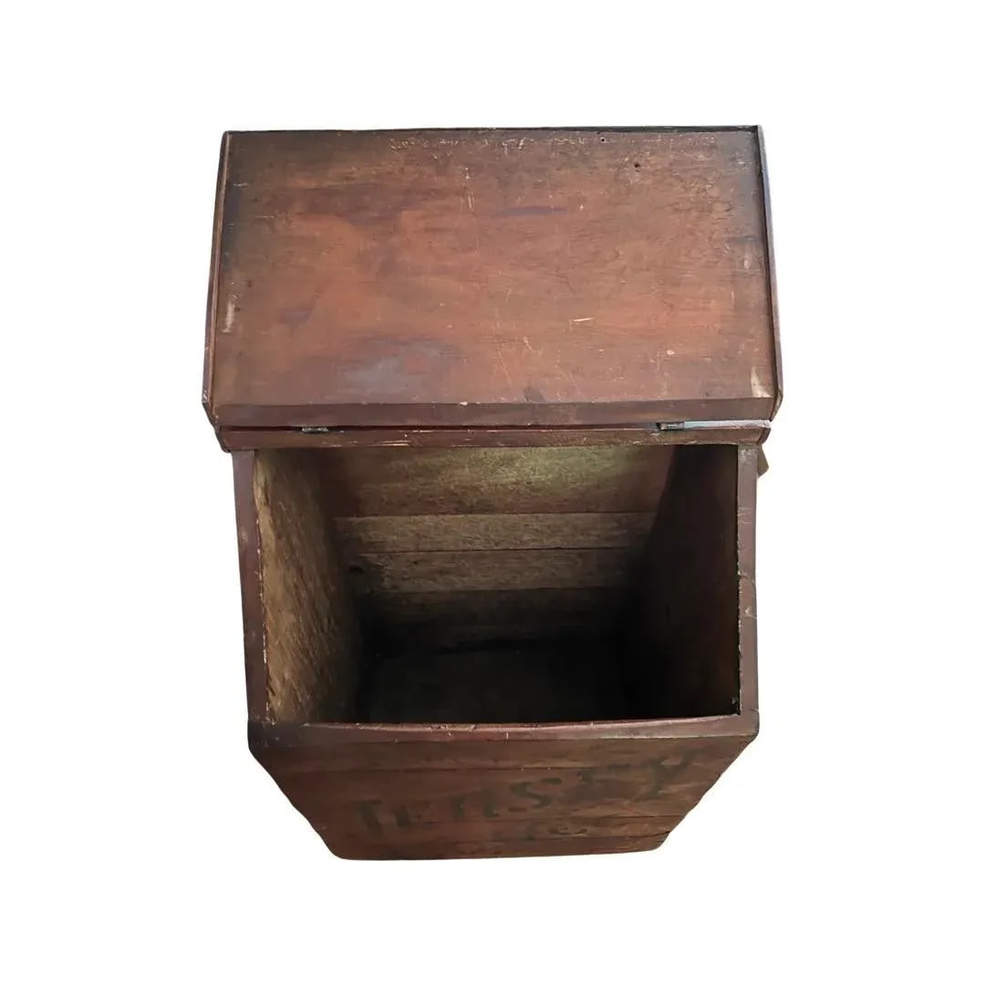 Large Antique Primitive "Jersey Coffee" 100 Lb Storage Bin, Original Paint - 6