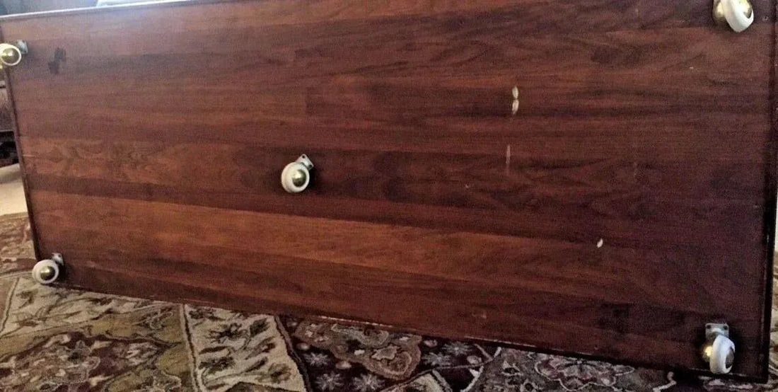 1960s Vintage Mid Century Modern Coffee Table With Cabinet on Rollers Custom Made - 2