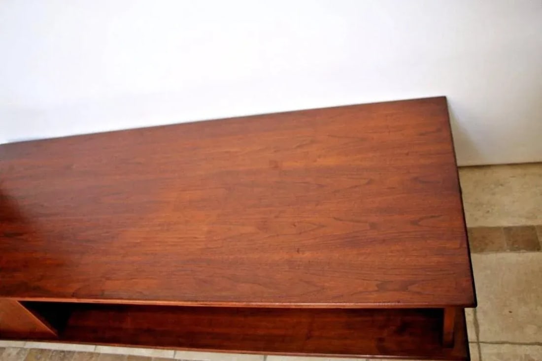 1960s Vintage Mid Century Modern Coffee Table With Cabinet on Rollers Custom Made - 6