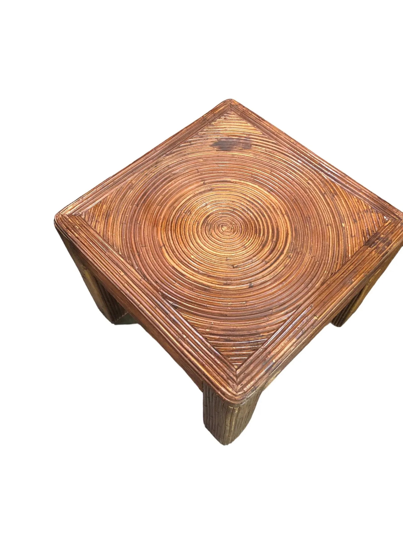 1970s Vintage Pencil Reed Side Table Palm Beach Coastal - 2