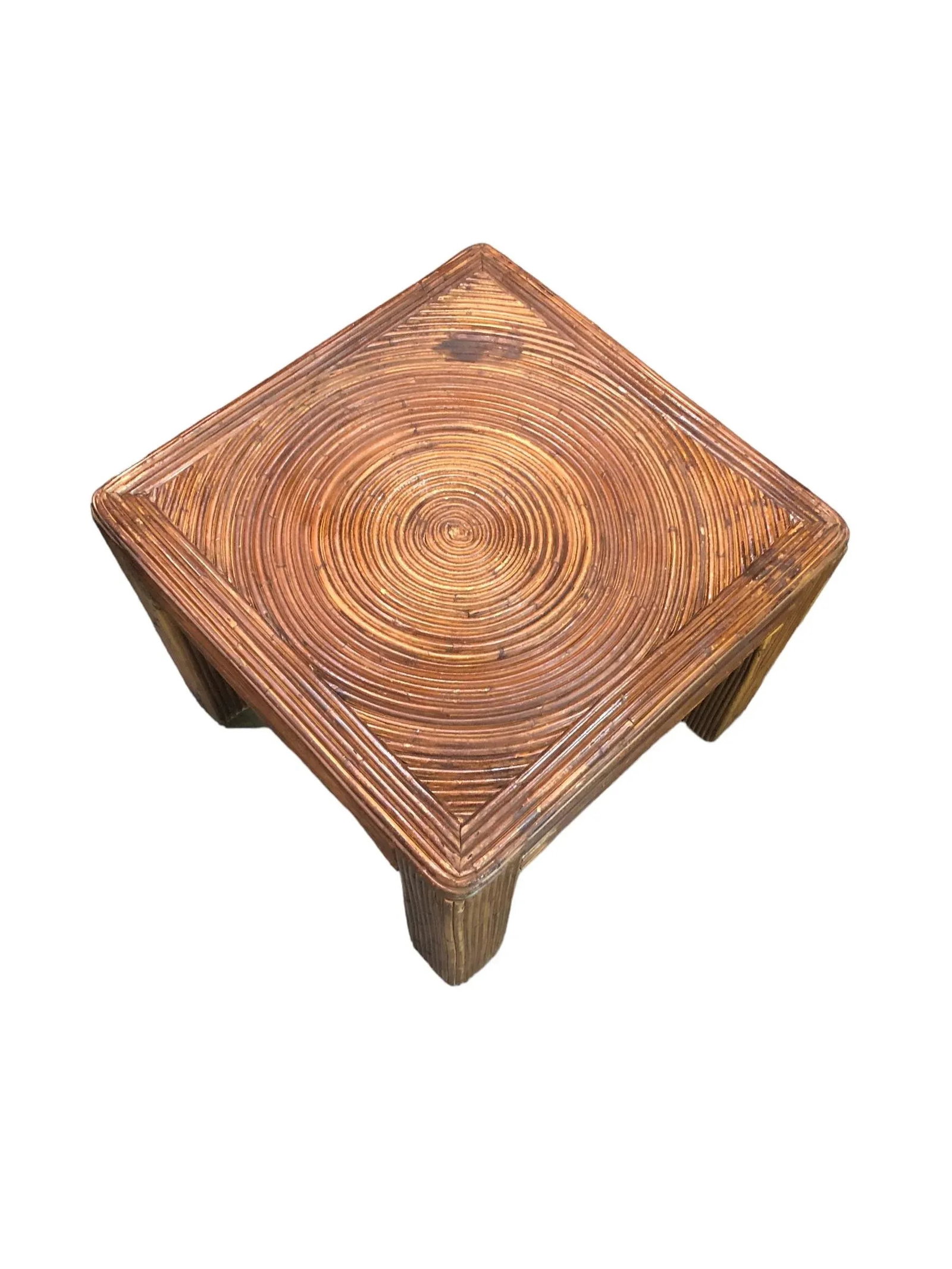 1970s Vintage Pencil Reed Side Table Palm Beach Coastal - 5