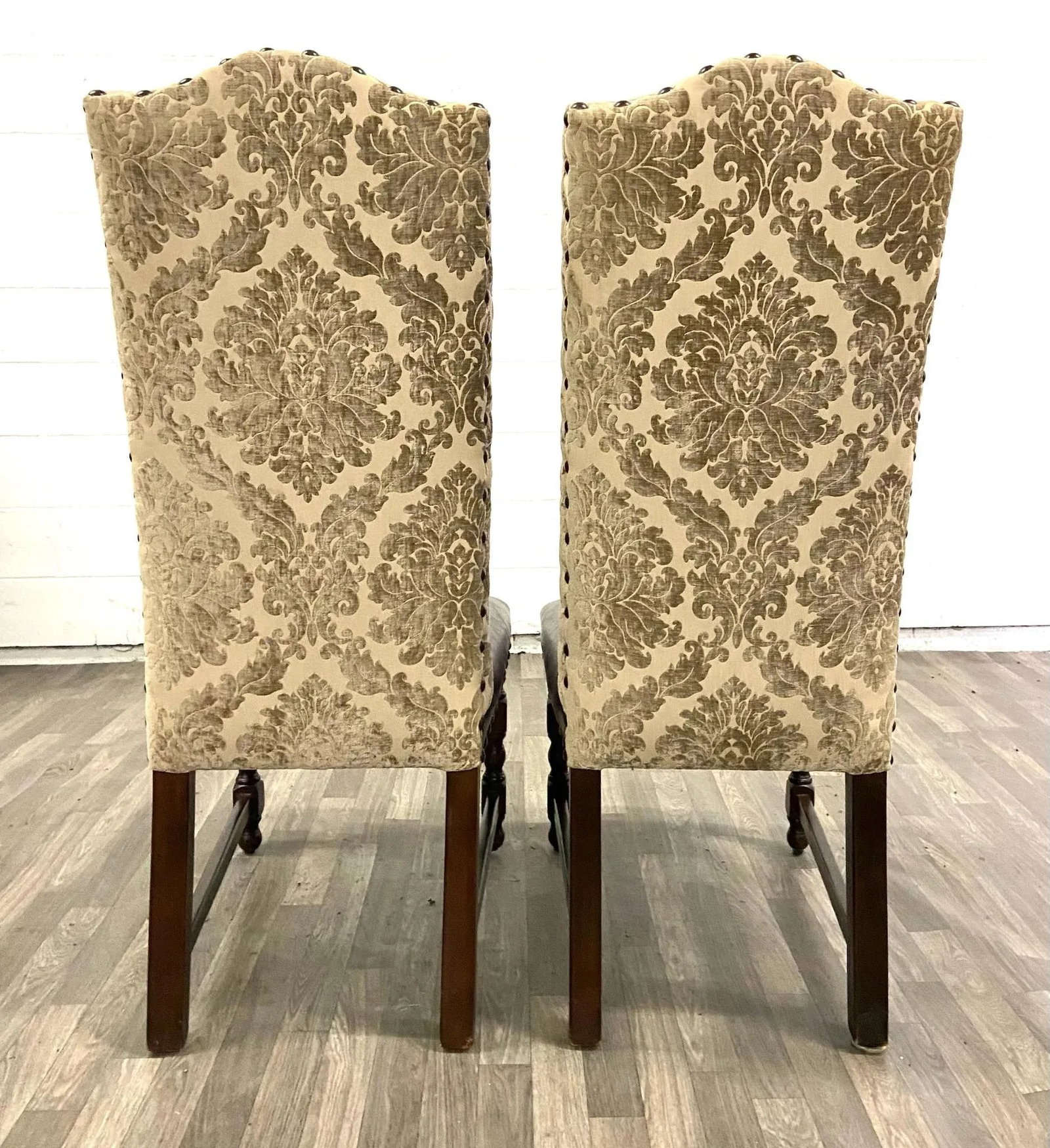 High Back Leather and Upholstered Nailhead Side Chairs - 3