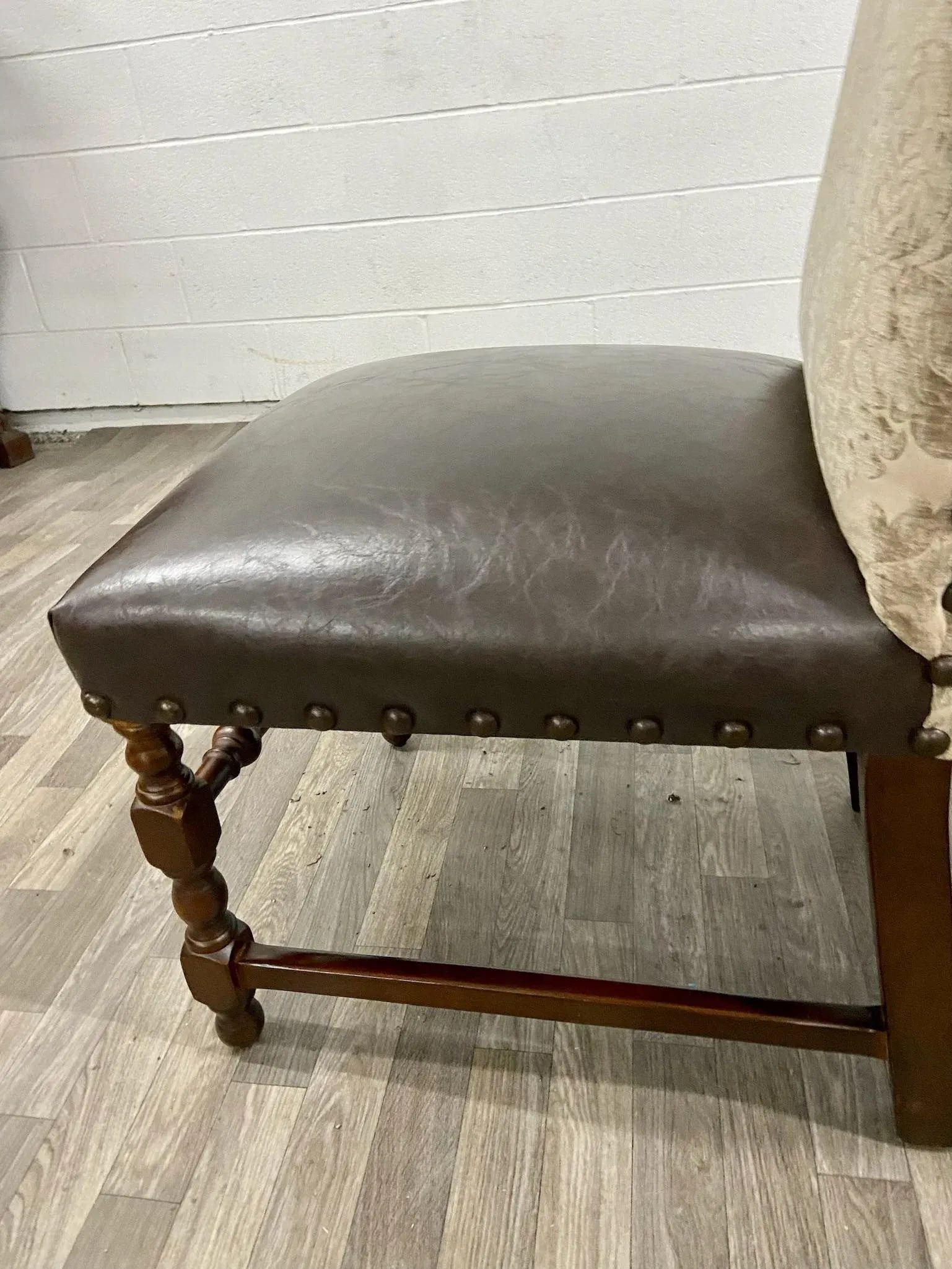High Back Leather and Upholstered Nailhead Side Chairs - 7
