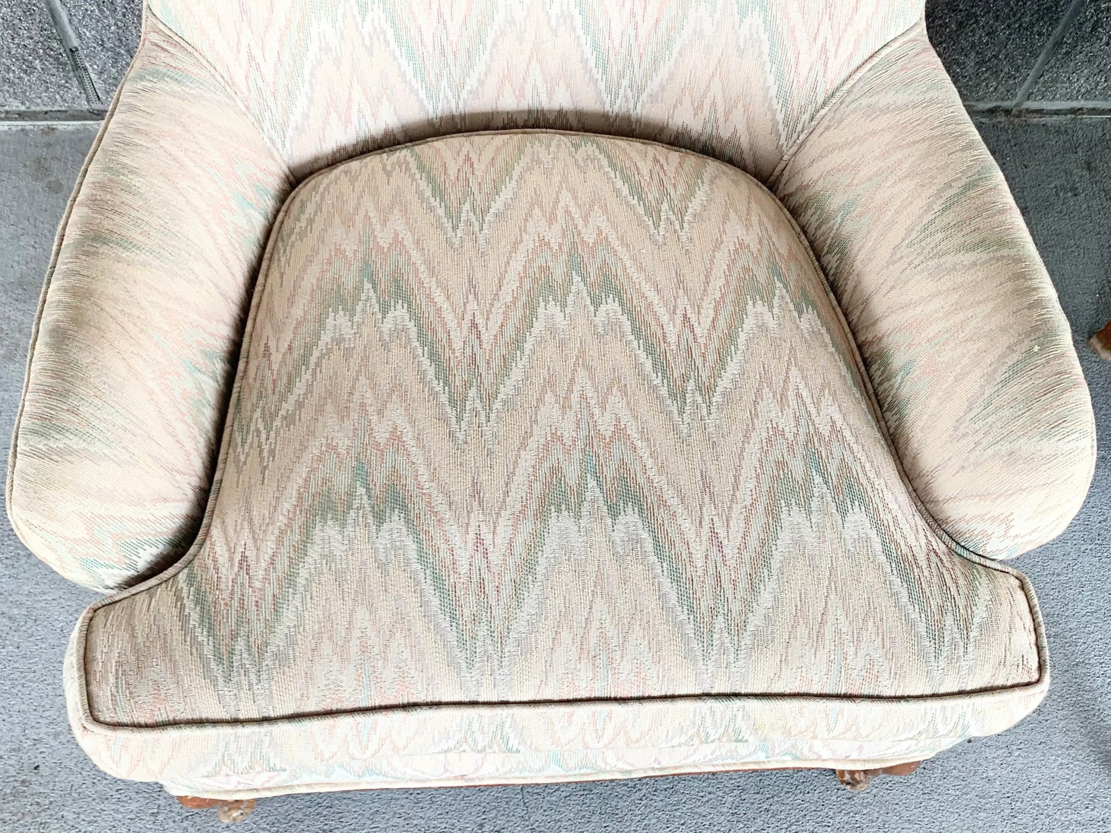 Vintage Butterfly Wingback Flame Stitch Chairs-A Pair - 7