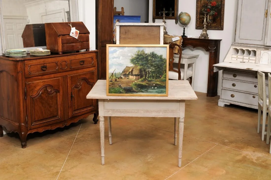 Belgian Julien T'felt 1890s Gilt Framed Oil Painting Depicting a Farmyard Scene - 3