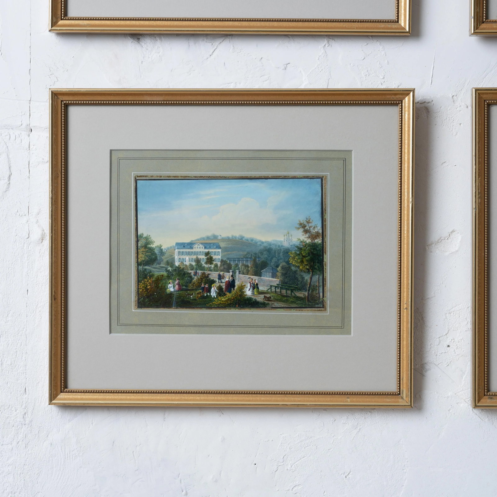 Hand-Painted Engravings of Wiesbaden After Jan Simon Voddiggel, 1852 - 7