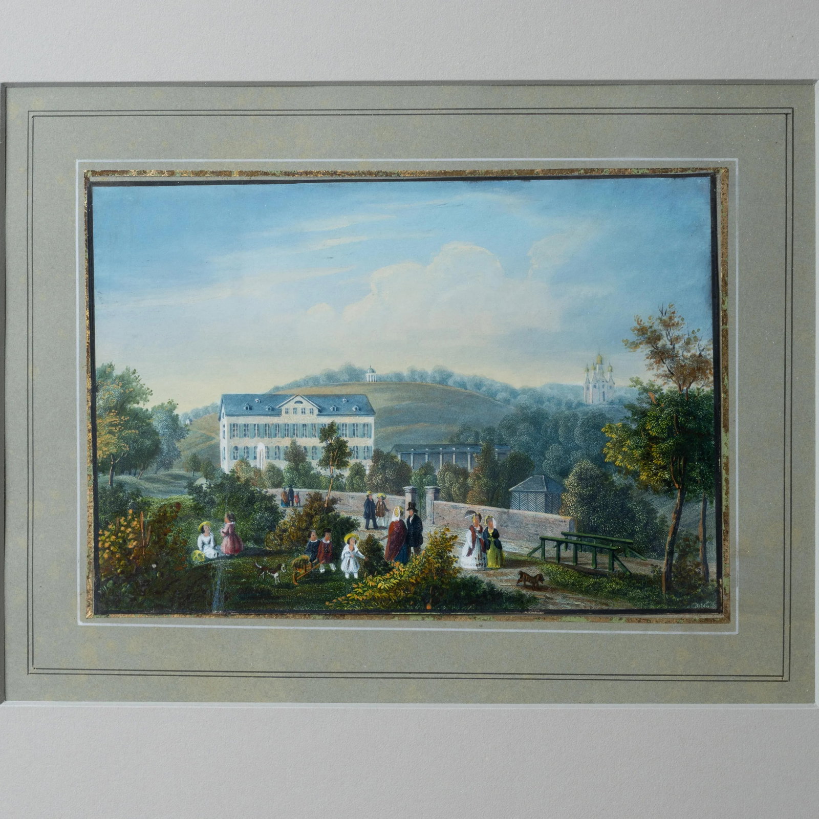 Hand-Painted Engravings of Wiesbaden After Jan Simon Voddiggel, 1852 - 9