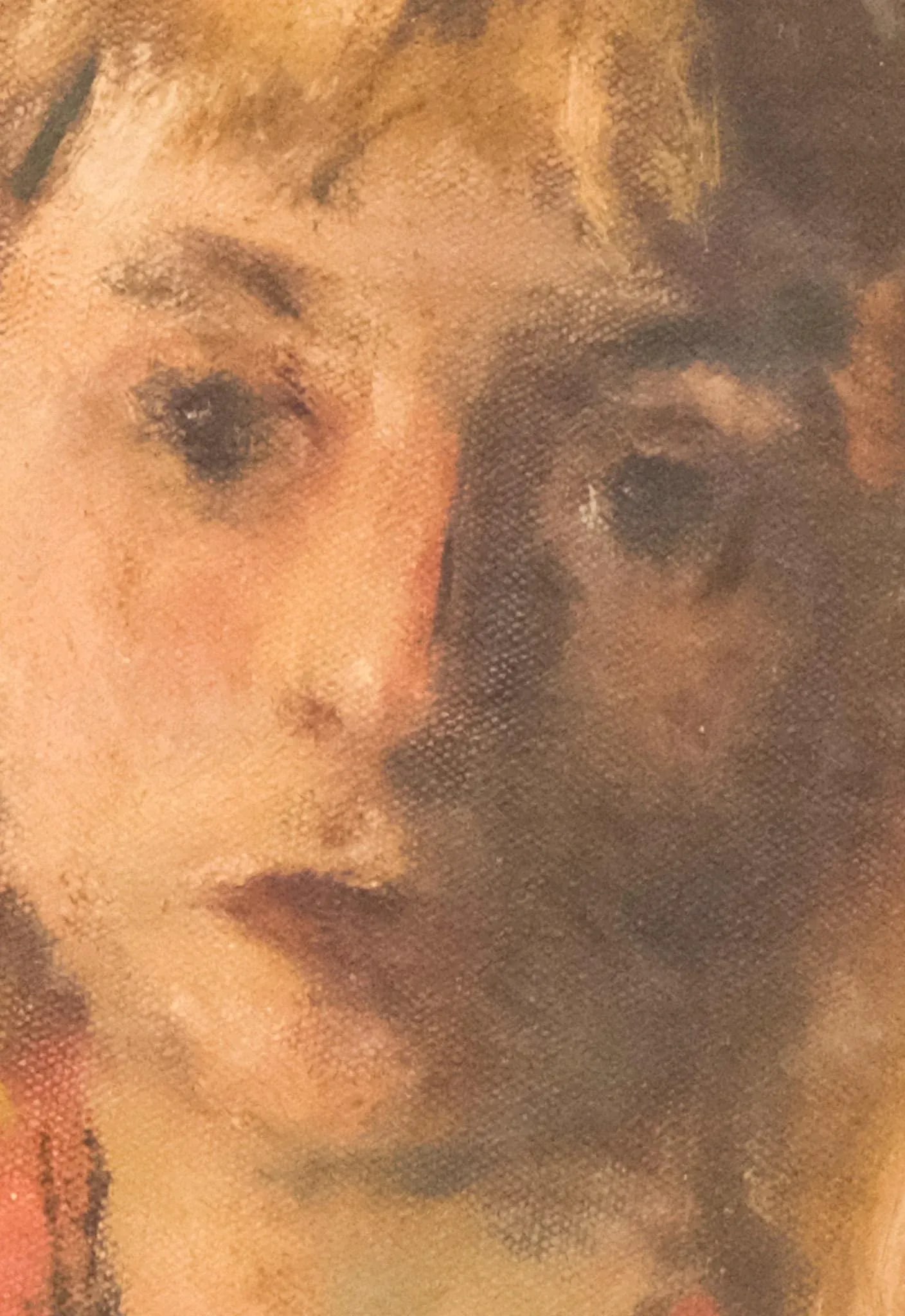 American Ashcan School Oil Painting on Board - Portrait of a Blond Girl in a Red Dress - 3