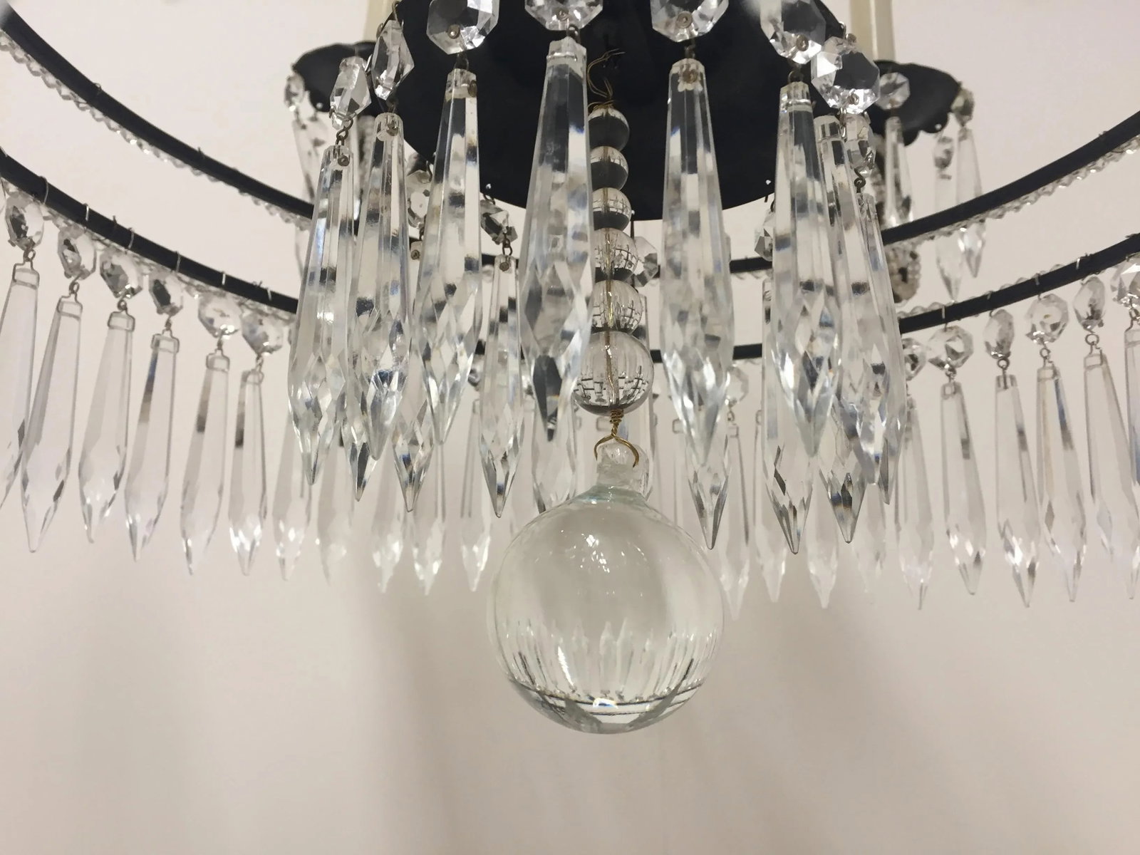 Vintage French Iron and Crystal Chandelier - 5