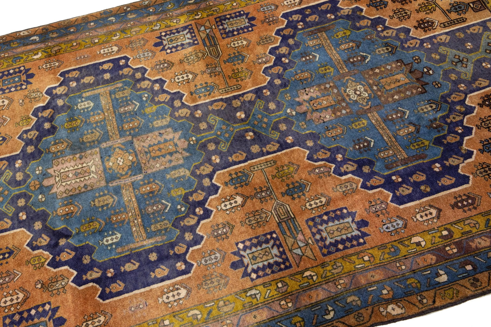 1960s Vintage Heriz Tribal Pattern on a Rich Brown Persian Wool Rug - 4