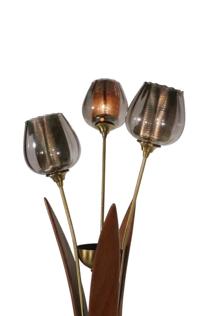 Mid Century Table Lamp With Three Flower Form Lights C 1950/1960's - 2