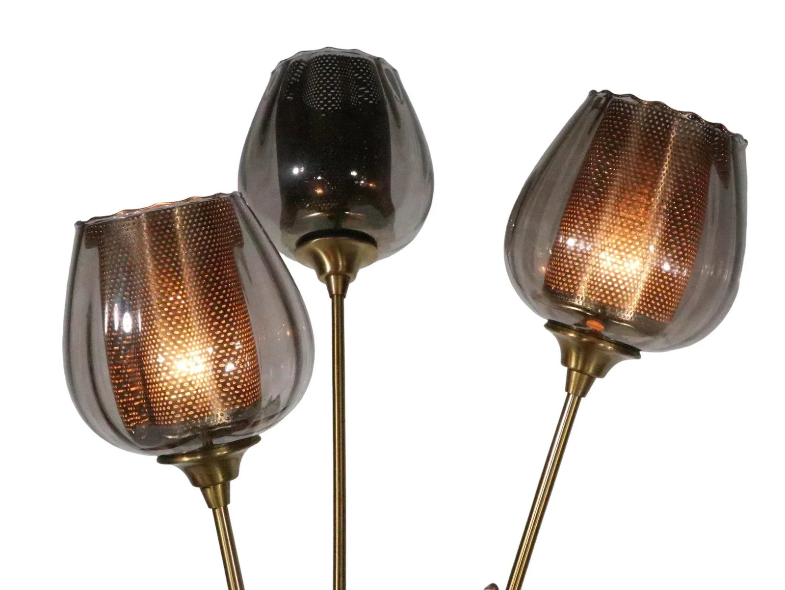 Mid Century Table Lamp With Three Flower Form Lights C 1950/1960's - 3