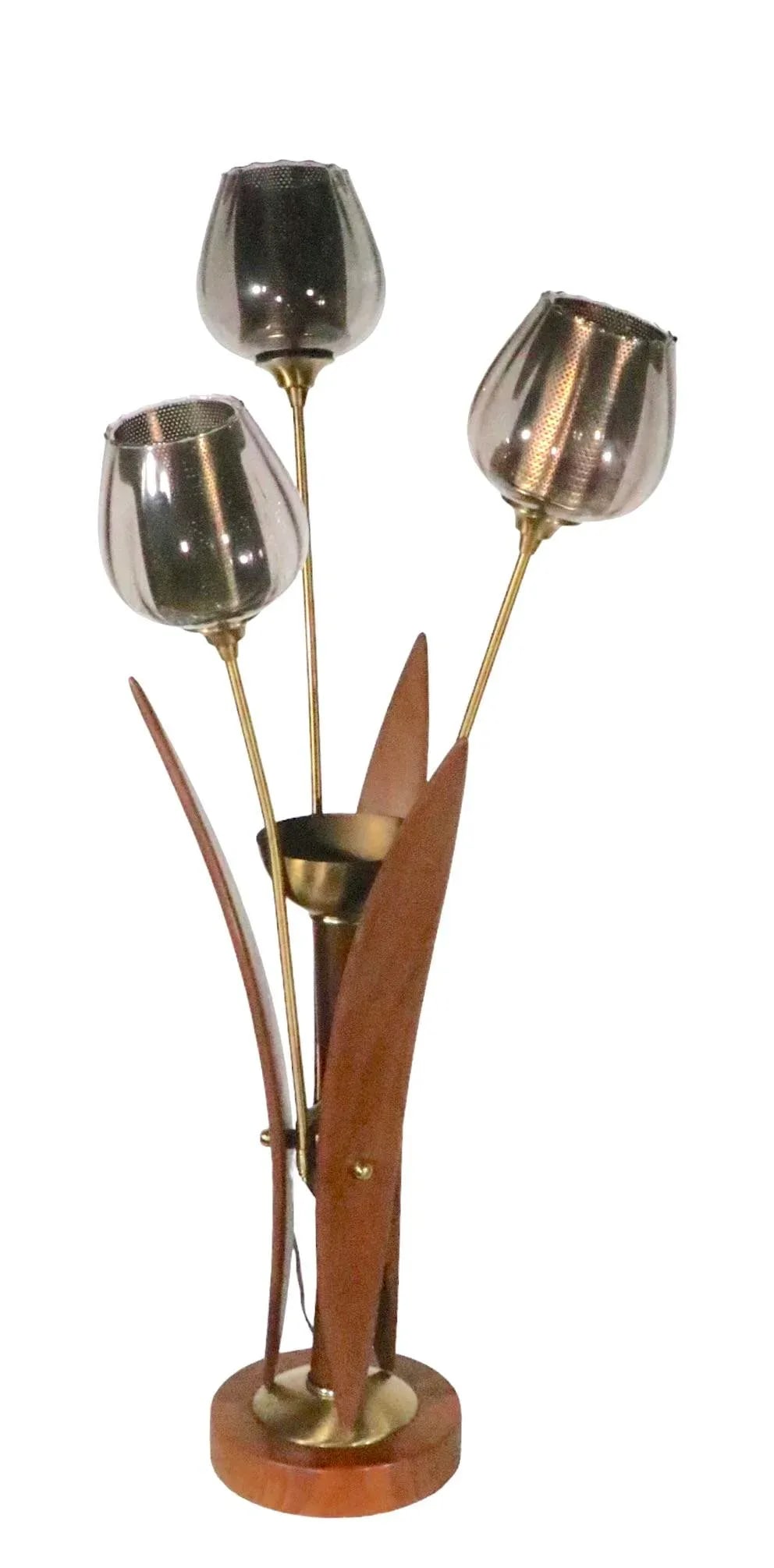 Mid Century Table Lamp With Three Flower Form Lights C 1950/1960's - 7