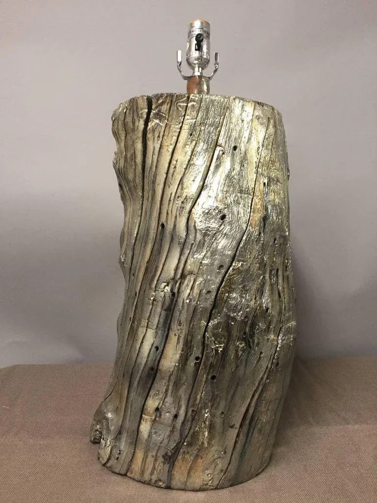 Silvered Giltmetal on Wood Table Lamps - a Pair - 4