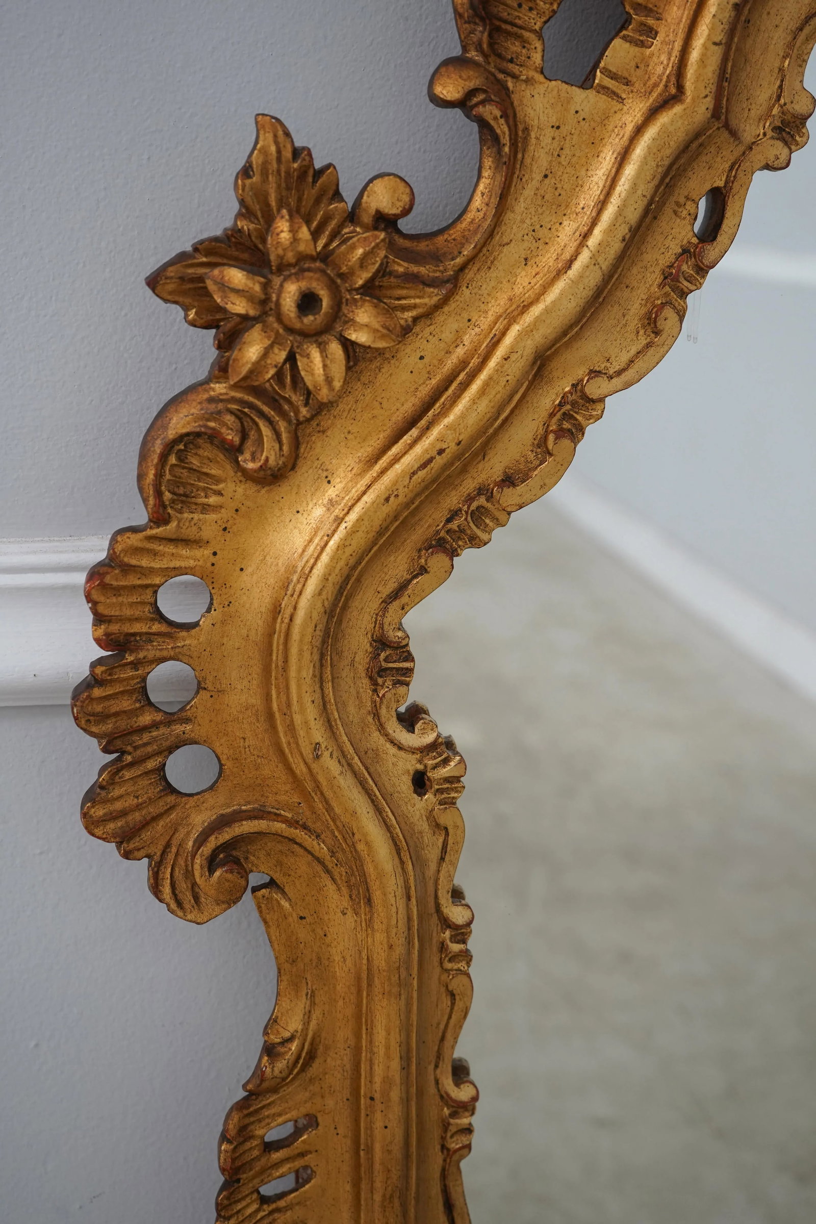 Ornate Wood Carved Frame Gold Rococo Mirror - 7