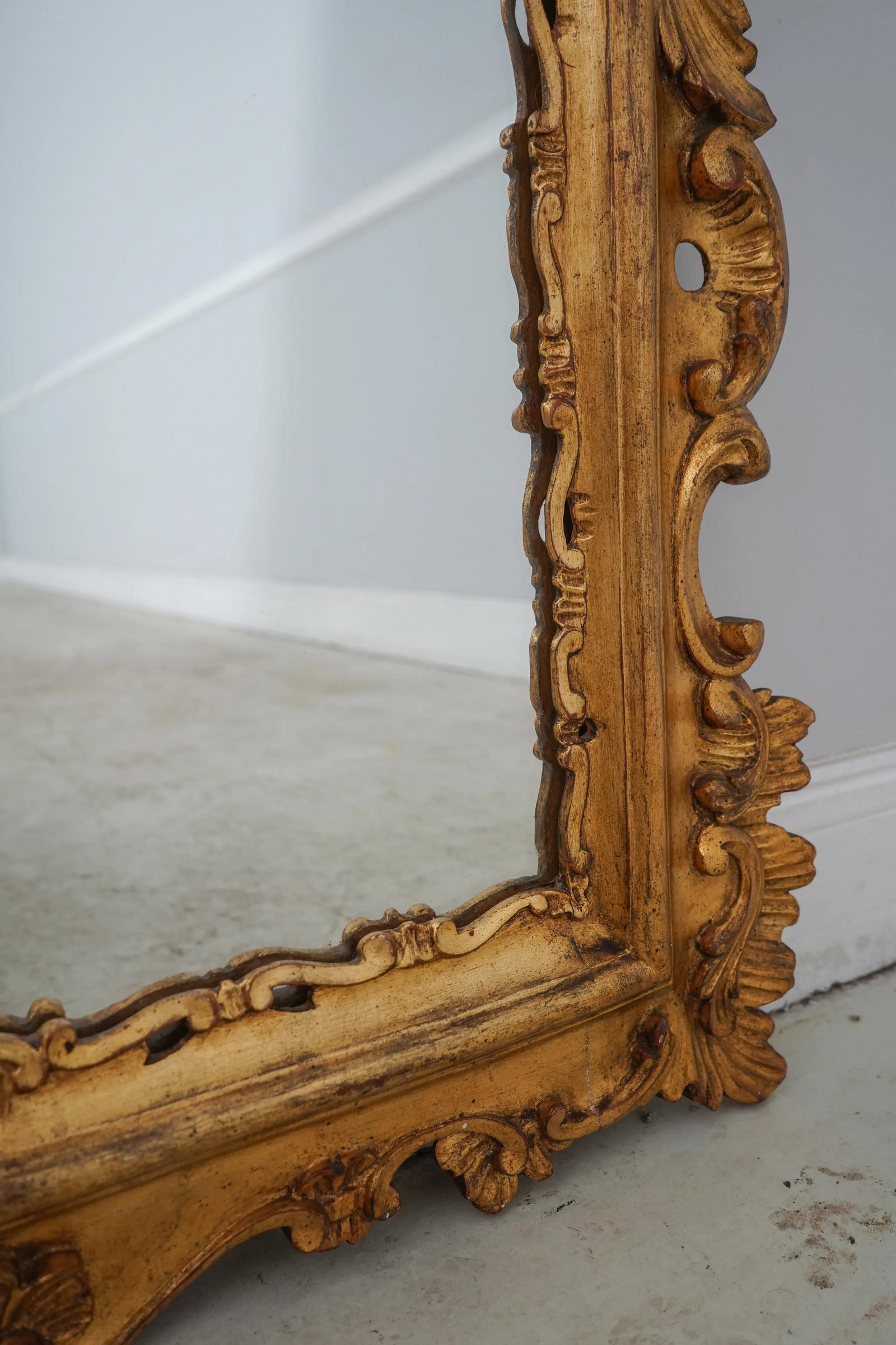 Ornate Wood Carved Frame Gold Rococo Mirror - 9
