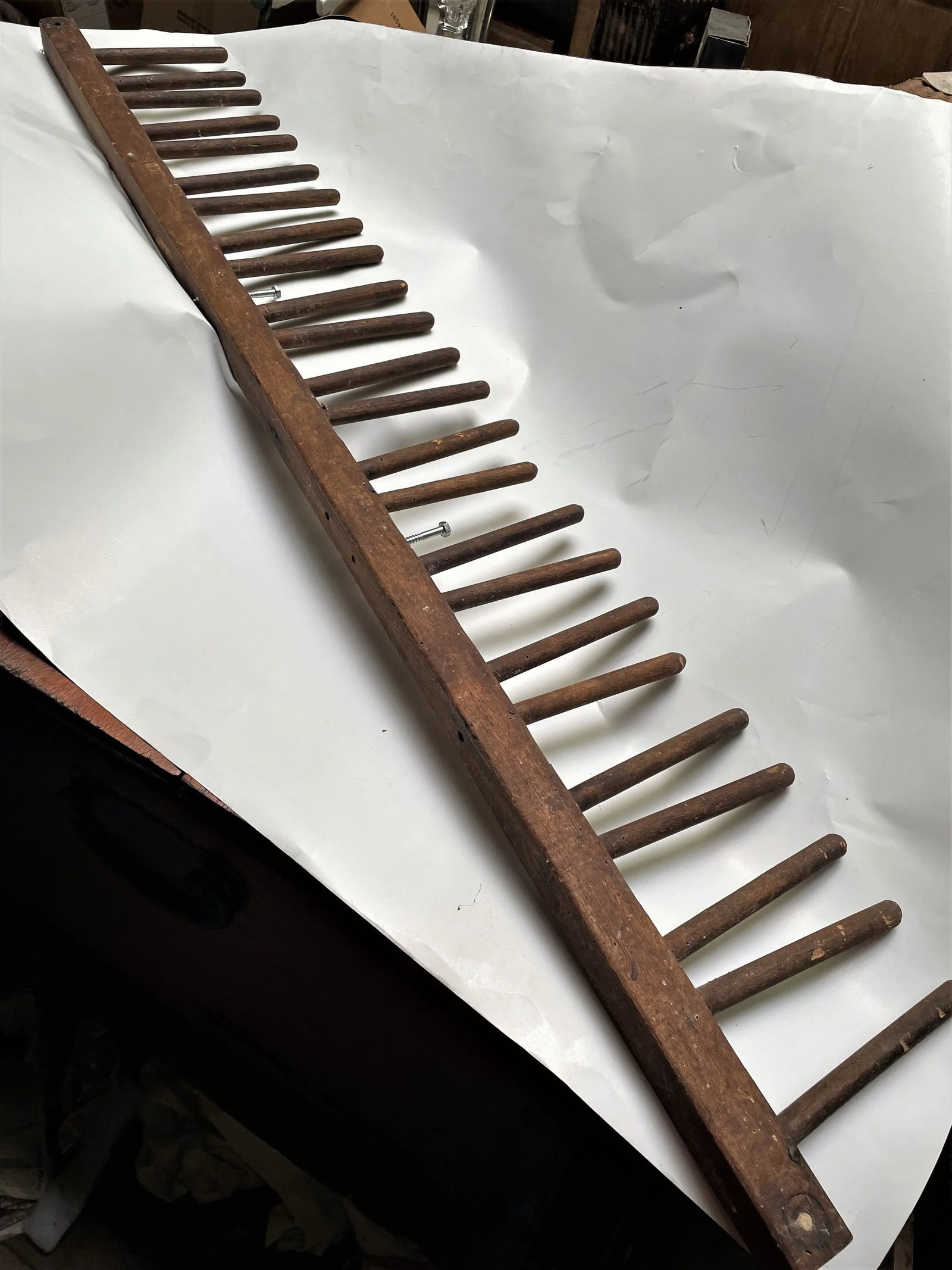 Early 20th Century Primitive Factory Wooden Peg Shoe/Candle Wall Drying Rack Hat Coat Herb - 4