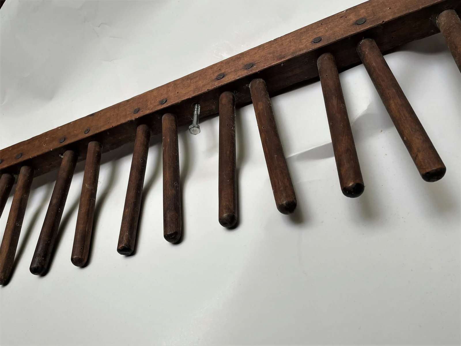 Early 20th Century Primitive Factory Wooden Peg Shoe/Candle Wall Drying Rack Hat Coat Herb - 5