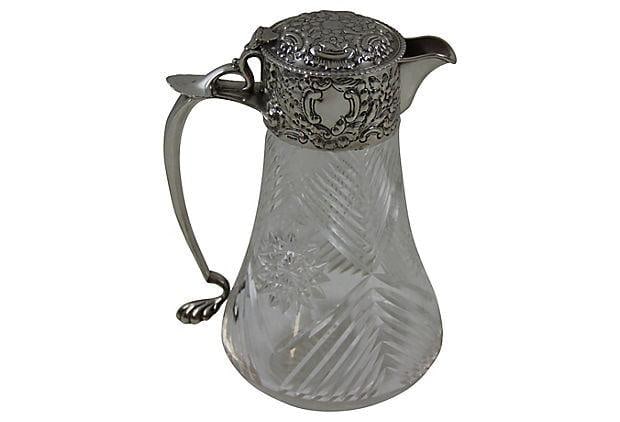 Antique Running Fox Hunt Sterling Silver John James Keith Pitcher Carafe Top Lid Cover 1835 - 9