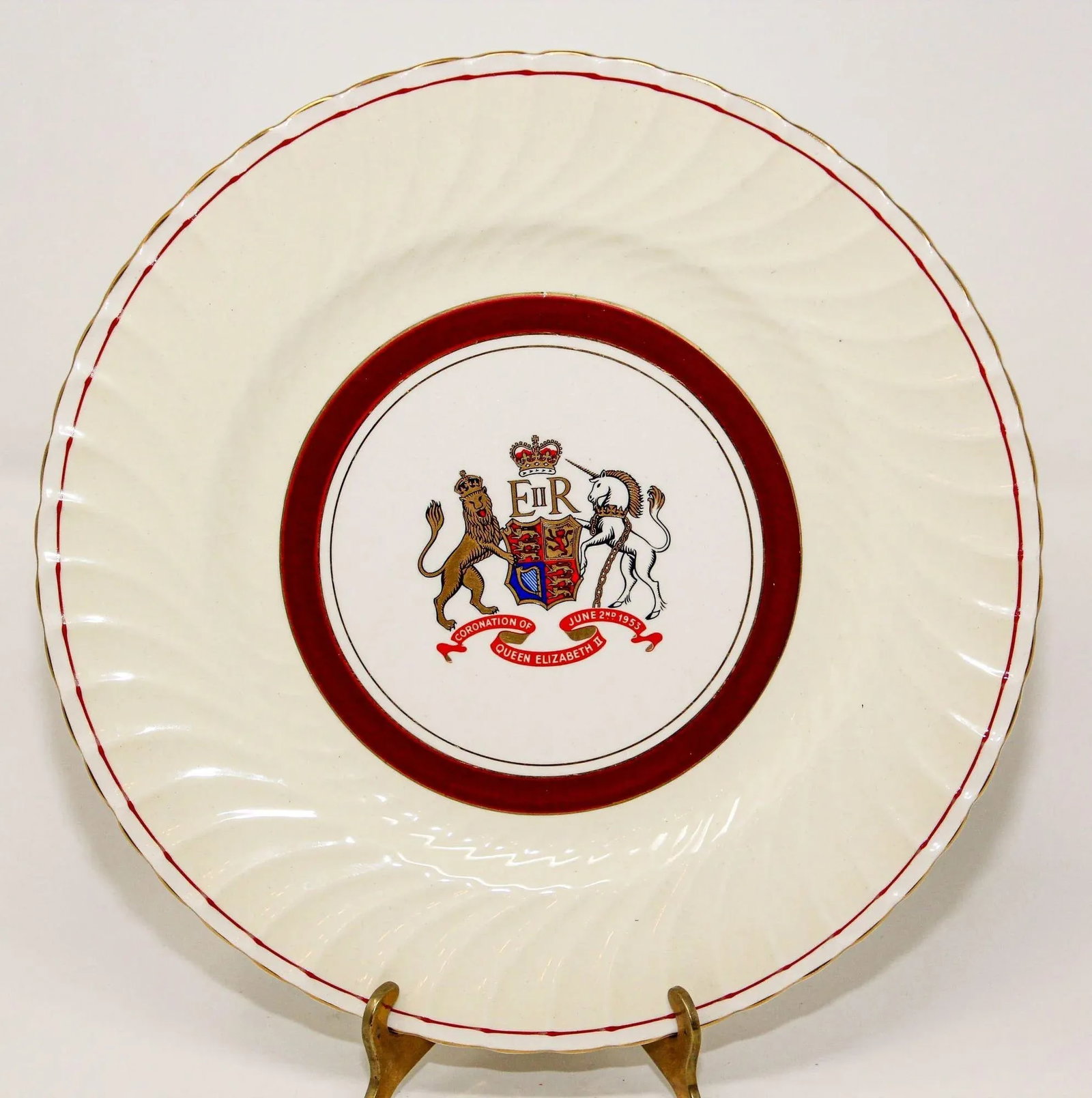 Coronation Plate Queen Elizabeth II June 2nd 1953 Burleigh Ware Burslem England - 3