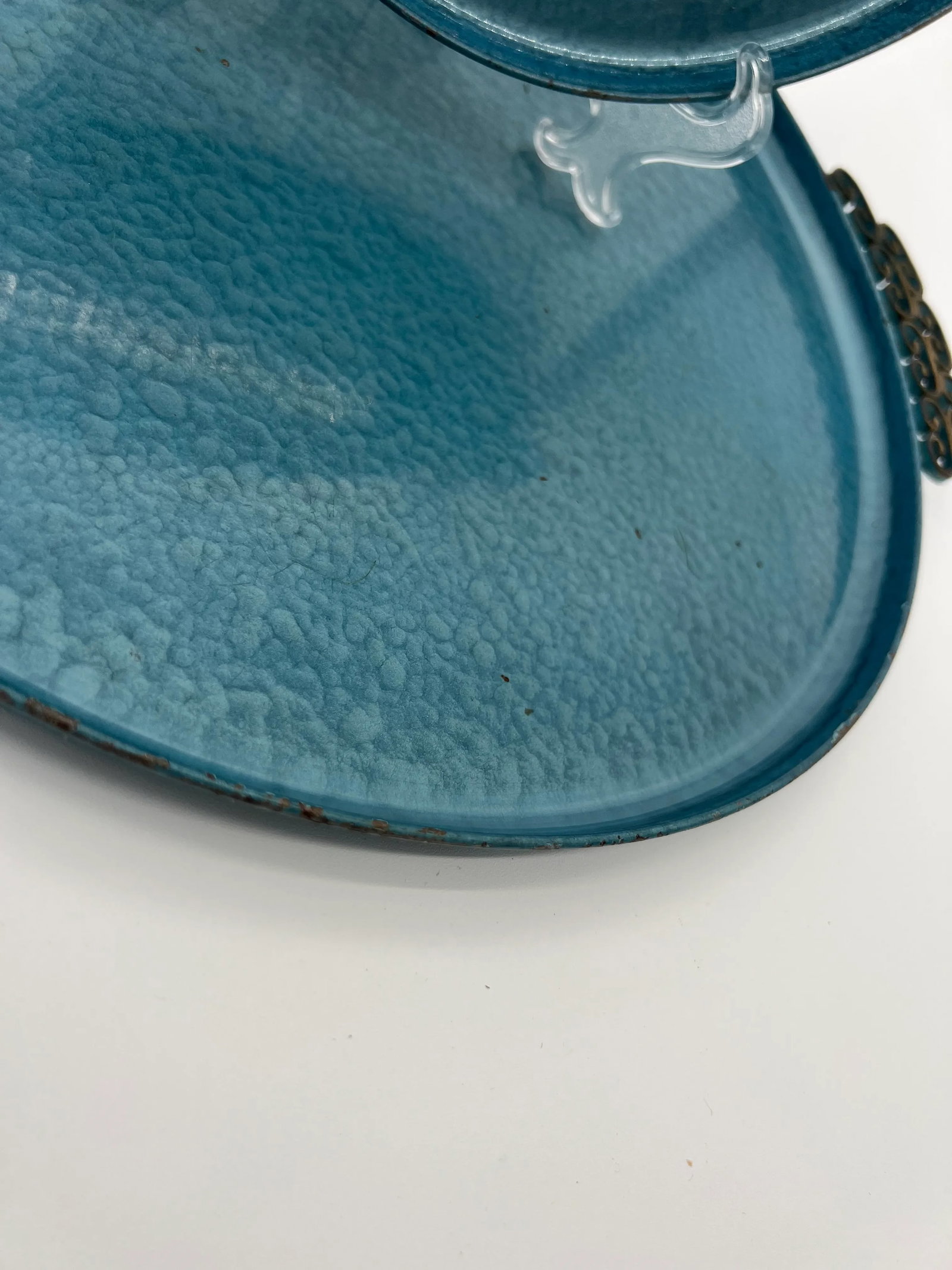 Kyes Moire Round Trays in Blue - a Pair - 4