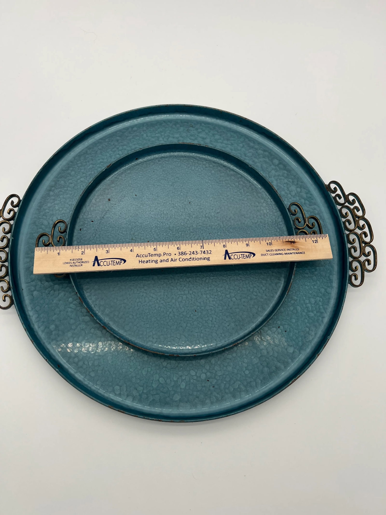 Kyes Moire Round Trays in Blue - a Pair - 5