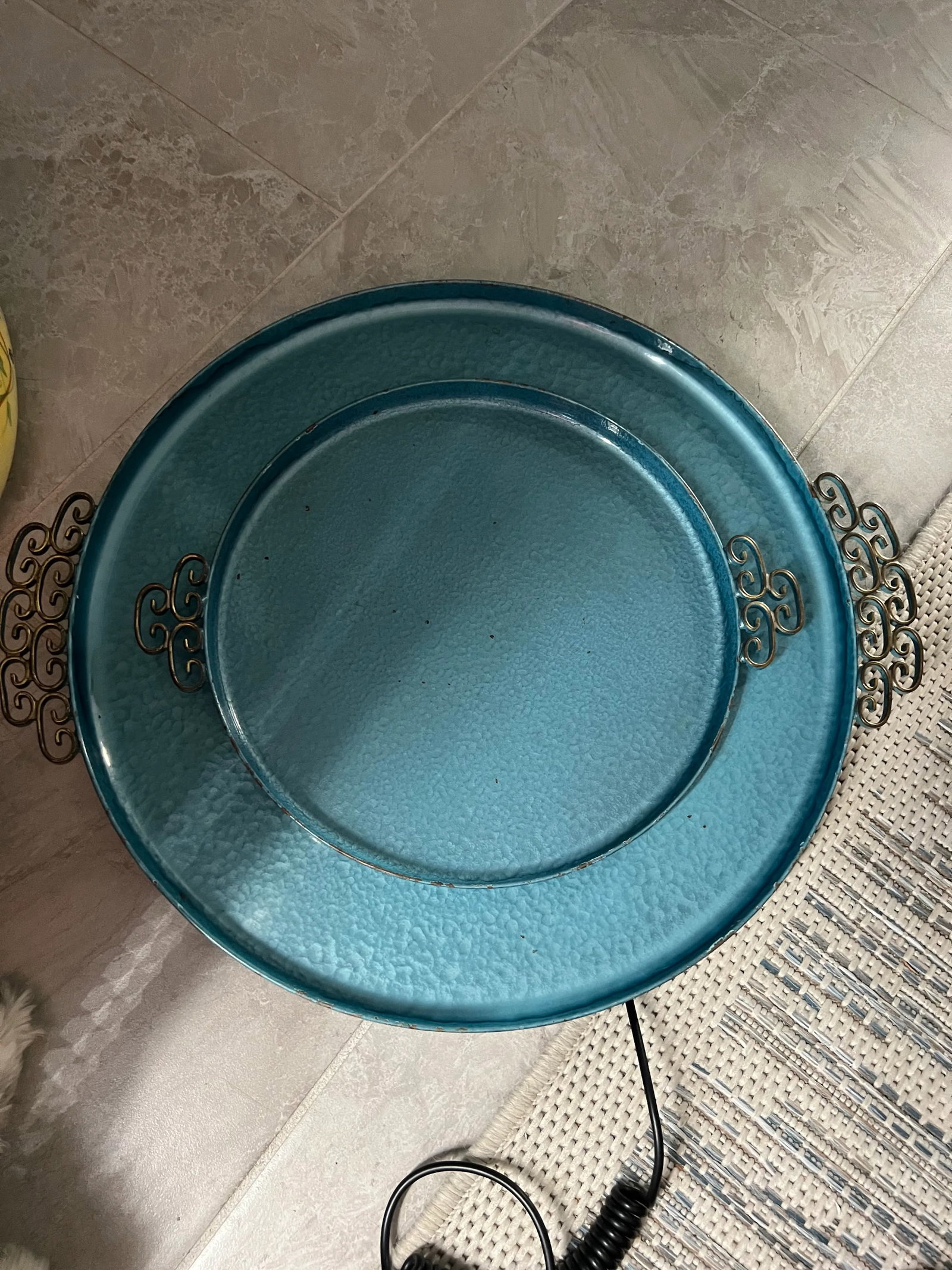 Kyes Moire Round Trays in Blue - a Pair - 6