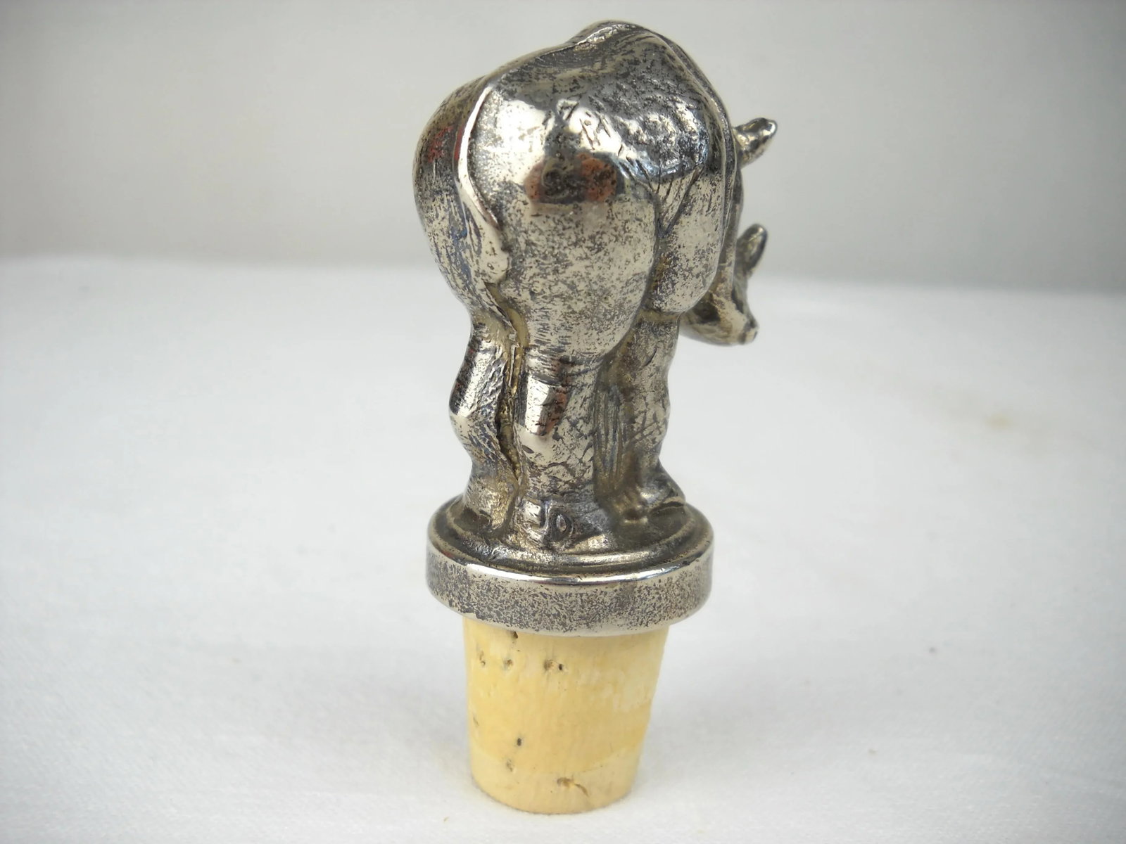 South African Silverplate Rhinoceros Bottle Stopper - 5