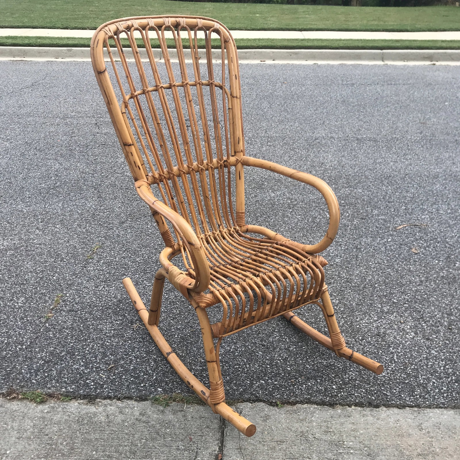 1970s Vintage Franco Albini Bamboo Rocking Chair** - 2