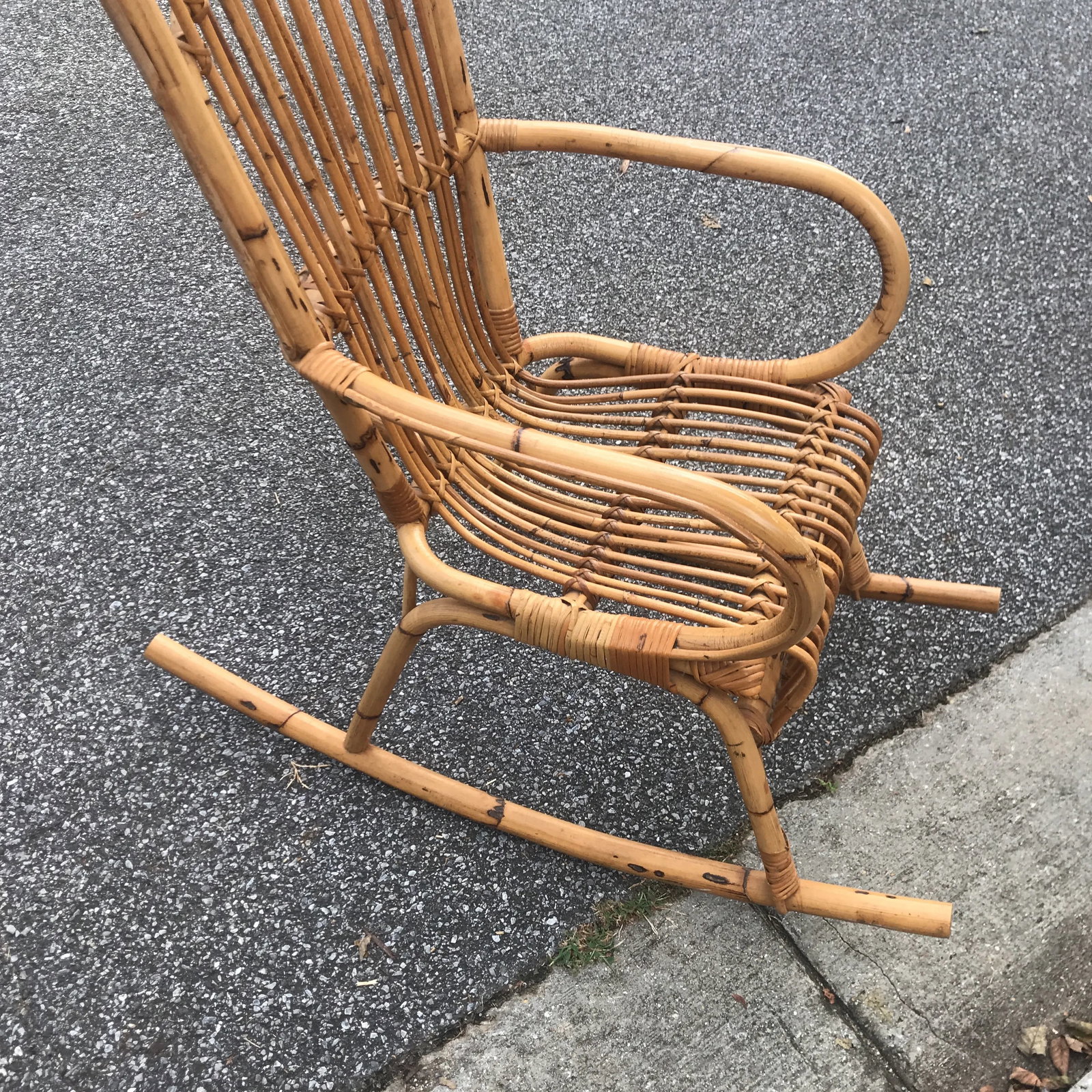 1970s Vintage Franco Albini Bamboo Rocking Chair** - 4