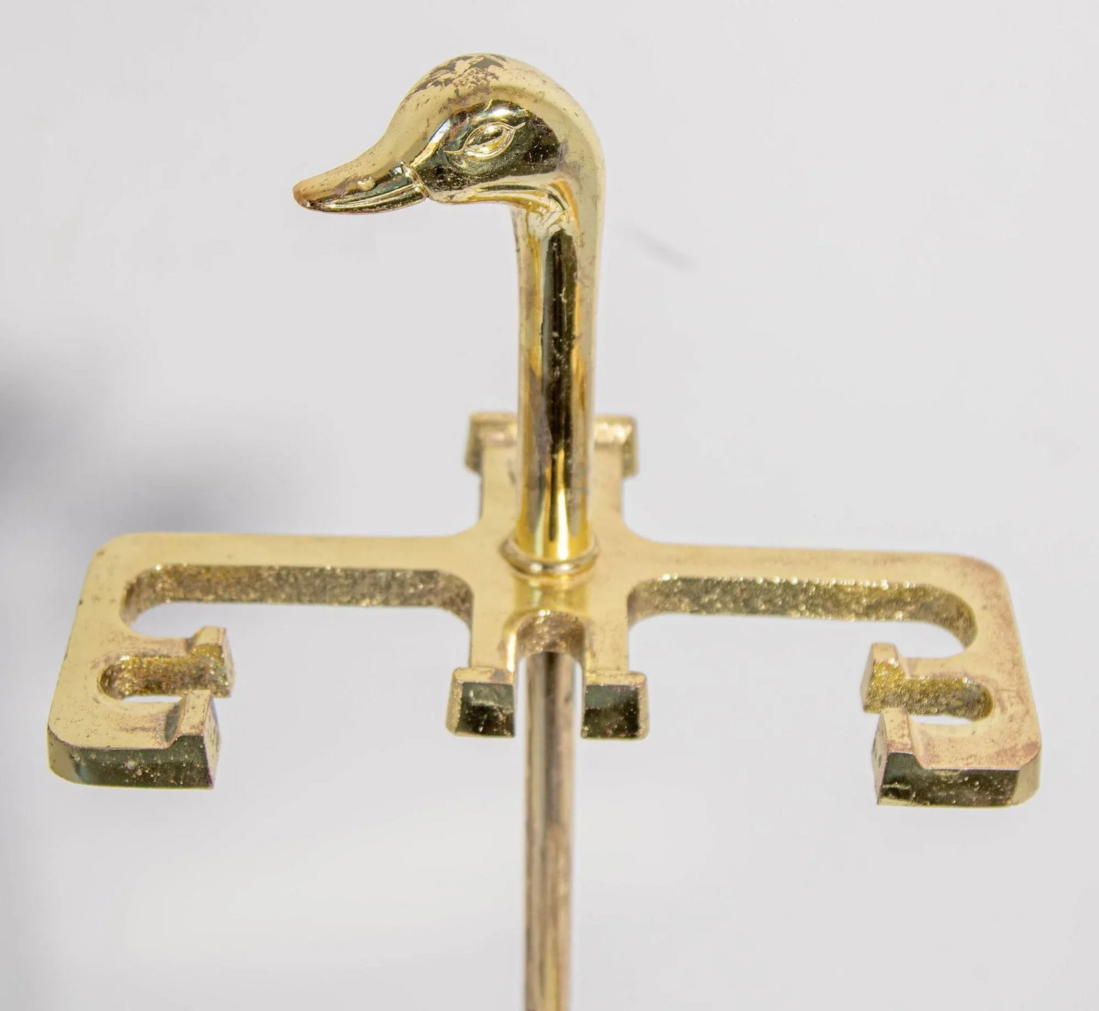 Vintage Fireplace Tools in Brass Metal Plated With Duck Heads Fire Tools - 11