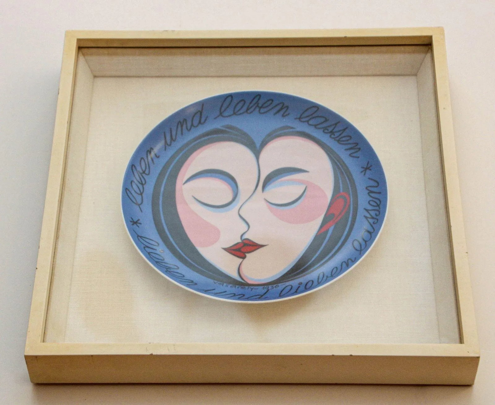 1970s Vasarely "Live and Let Live Love and Let Love" Rosenthal Framed Plate - 12