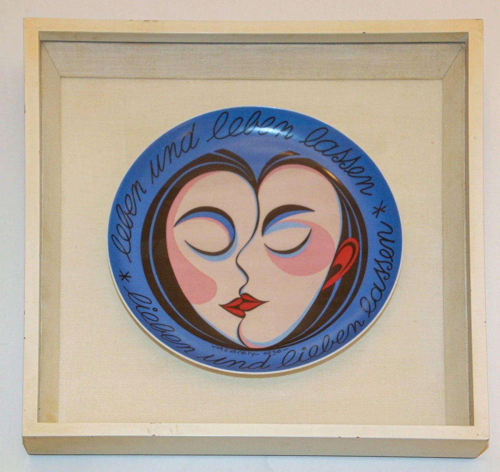 1970s Vasarely "Live and Let Live Love and Let Love" Rosenthal Framed Plate - 2