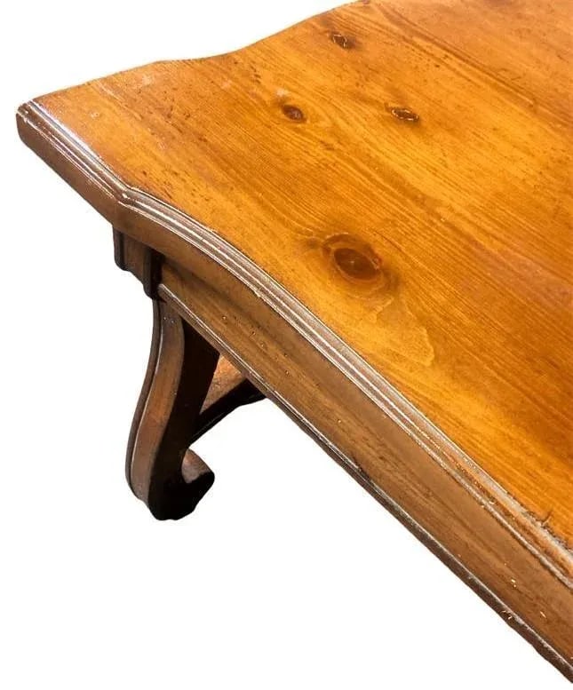 Late 20th Century Lyre Leg Hacienda Style Coffee Table in Knotty Pine and Fruitwood - 4
