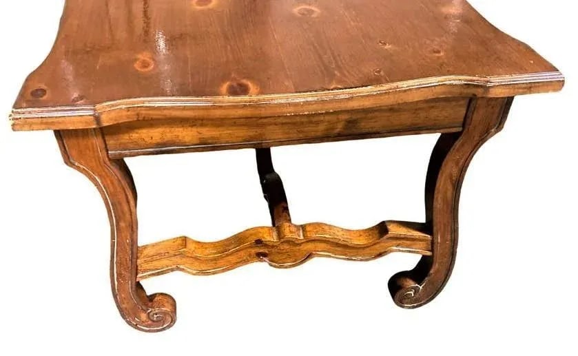 Late 20th Century Lyre Leg Hacienda Style Coffee Table in Knotty Pine and Fruitwood - 5