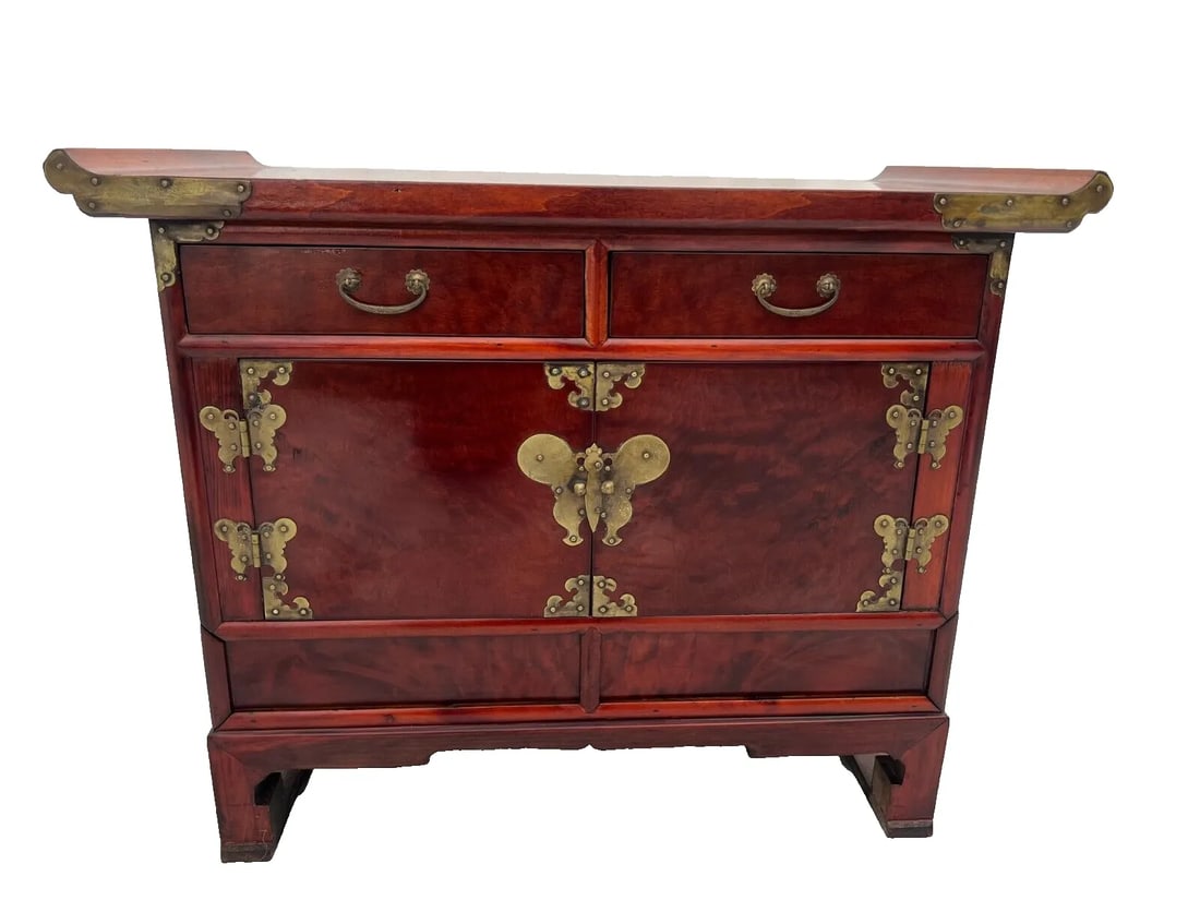 Vintage Cabinet Korean Bandaji Style Nightstand 2 Hidden Bottom Drawers 4 Total - 2
