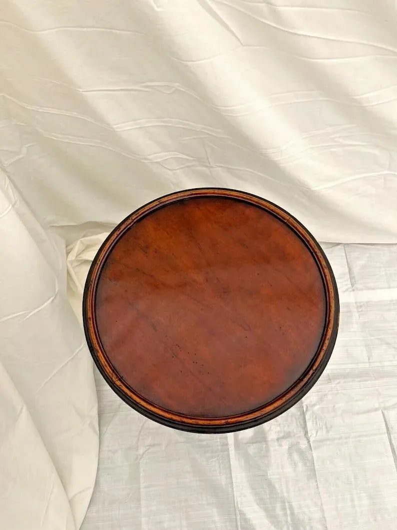 1990s Baker Furniture Round Table with shelf Plant Stand Italian Neo Classic Walnut - 6