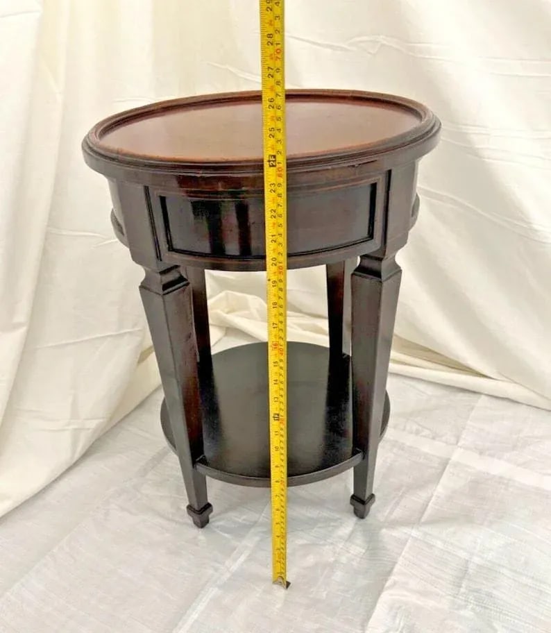 1990s Baker Furniture Round Table with shelf Plant Stand Italian Neo Classic Walnut - 7