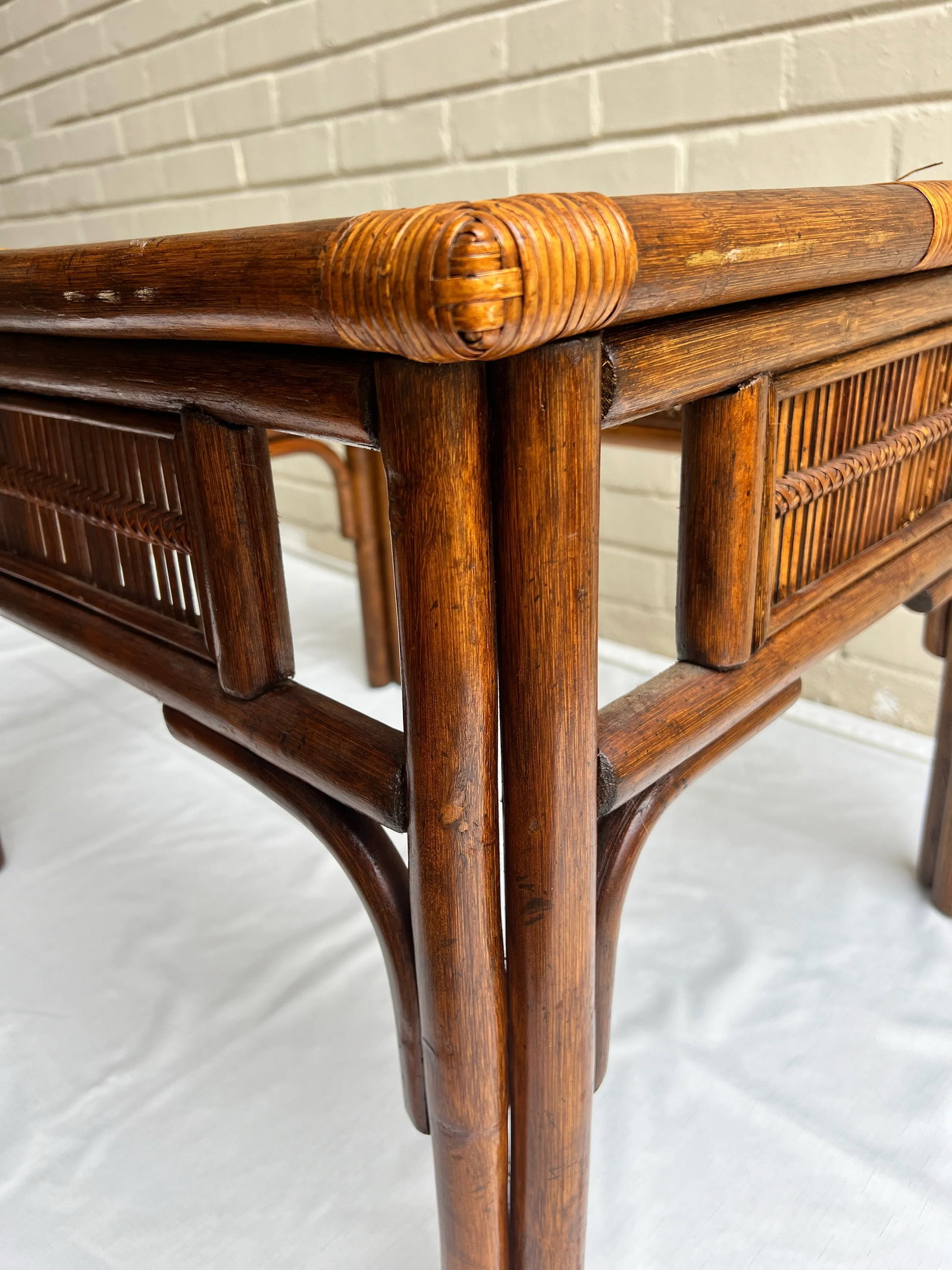 Vintage Franco Albini Style Rattan and Split Reed Side Table - 3