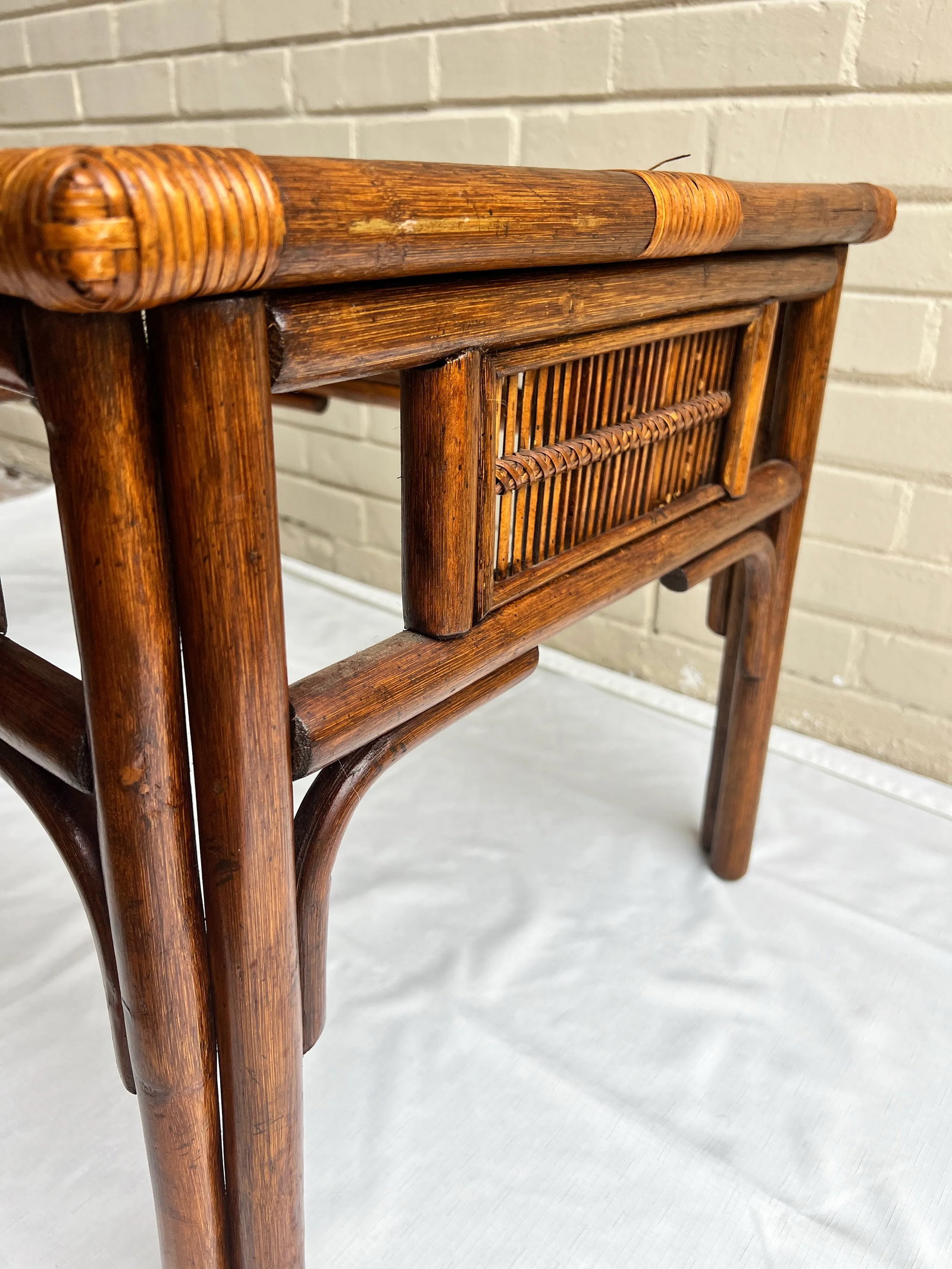 Vintage Franco Albini Style Rattan and Split Reed Side Table - 5