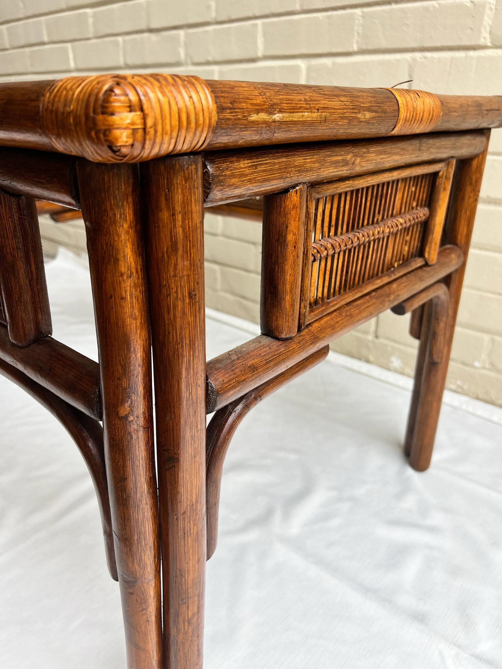 Vintage Franco Albini Style Rattan and Split Reed Side Table - 6