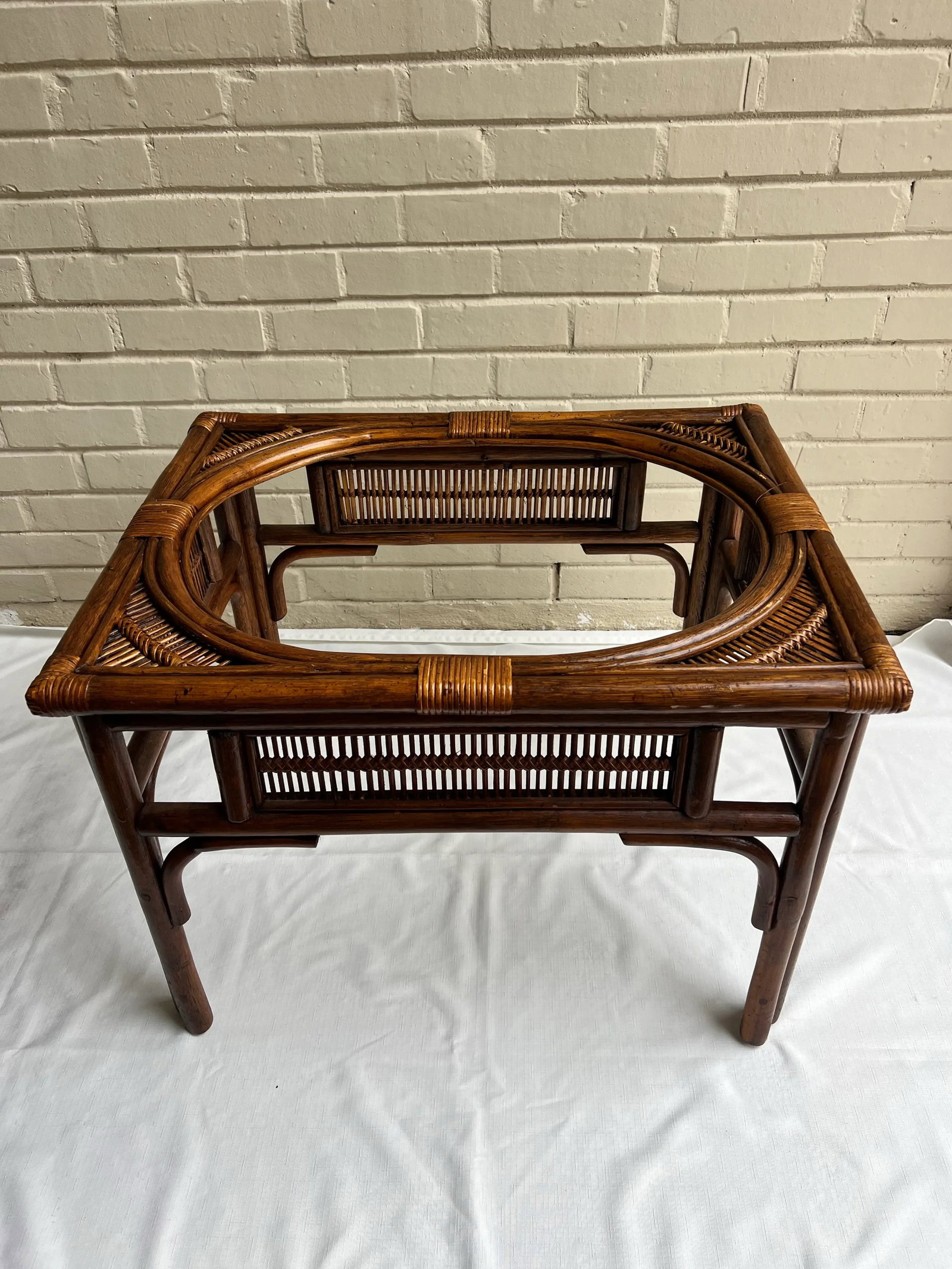 Vintage Franco Albini Style Rattan and Split Reed Side Table - 7