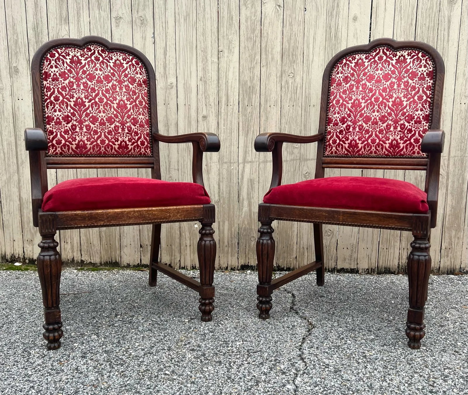Vintage Louis XVI or French Country Style Bergere Arm Chairs - Pair - 2