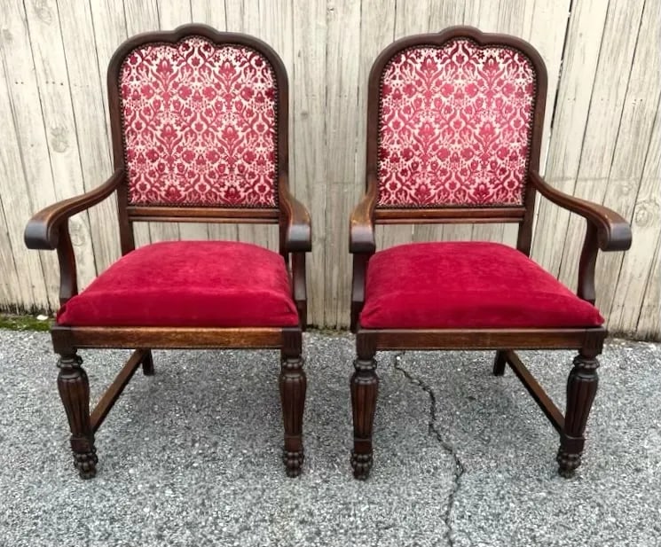 Vintage Louis XVI or French Country Style Bergere Arm Chairs - Pair - 3