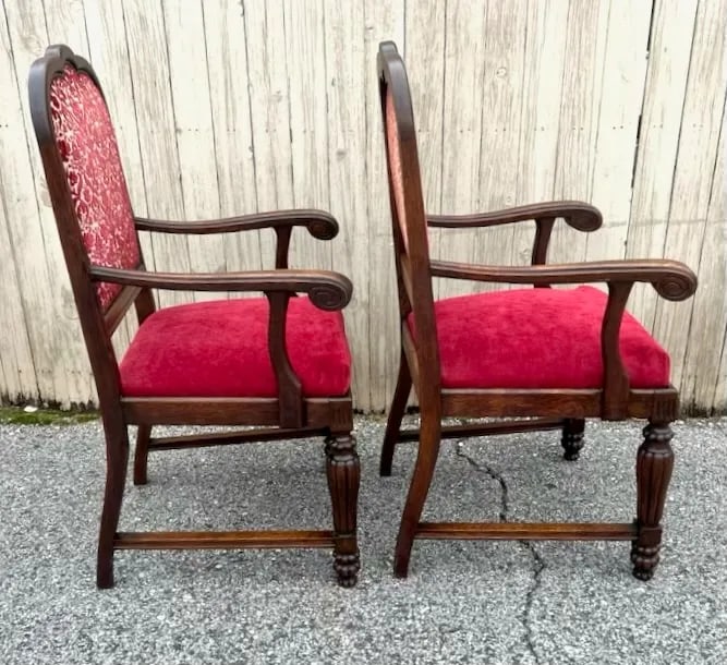 Vintage Louis XVI or French Country Style Bergere Arm Chairs - Pair - 7