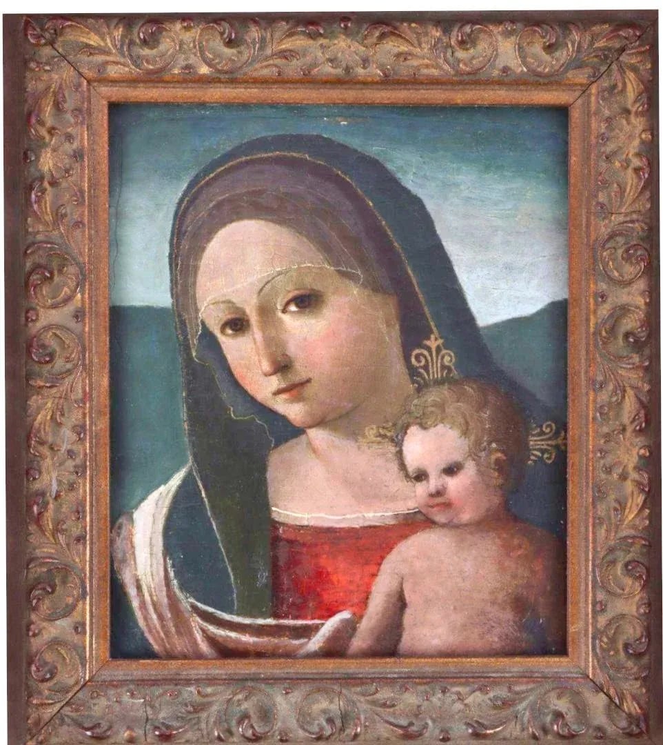 Italian Baroque Madonna and Child Oil on Board Painting - 3