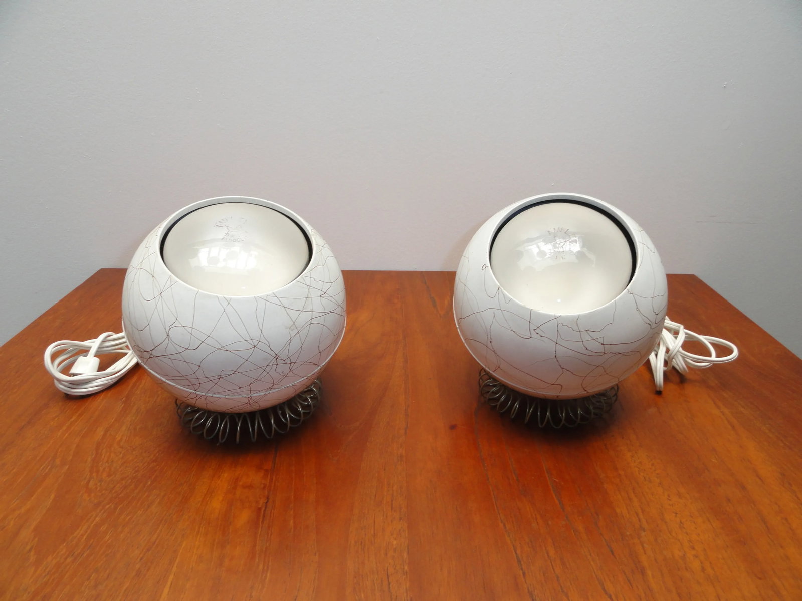 Mid-Century Eyeball White Table Lamps - A Pair - 2