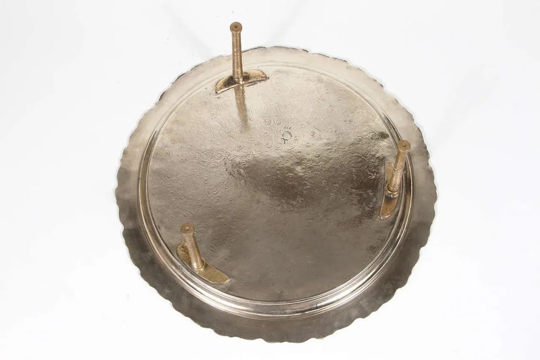 Moroccan Handcrafted Silver Round Tray - 3