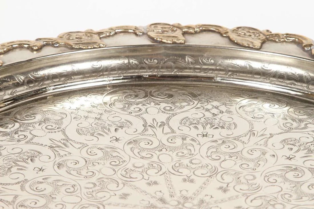 Moroccan Handcrafted Silver Round Tray - 5