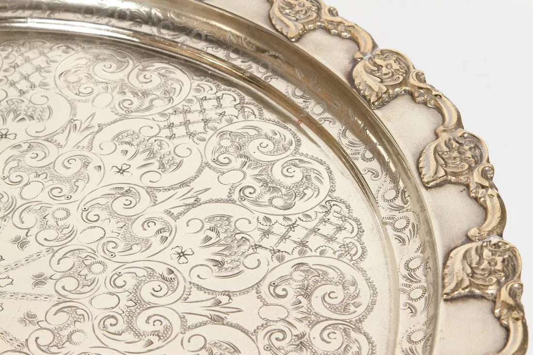 Moroccan Handcrafted Silver Round Tray - 6